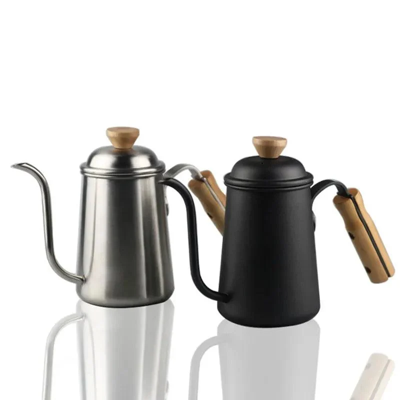 Coffee Stainless Steel Gooseneck Kettle with Wood Handle -