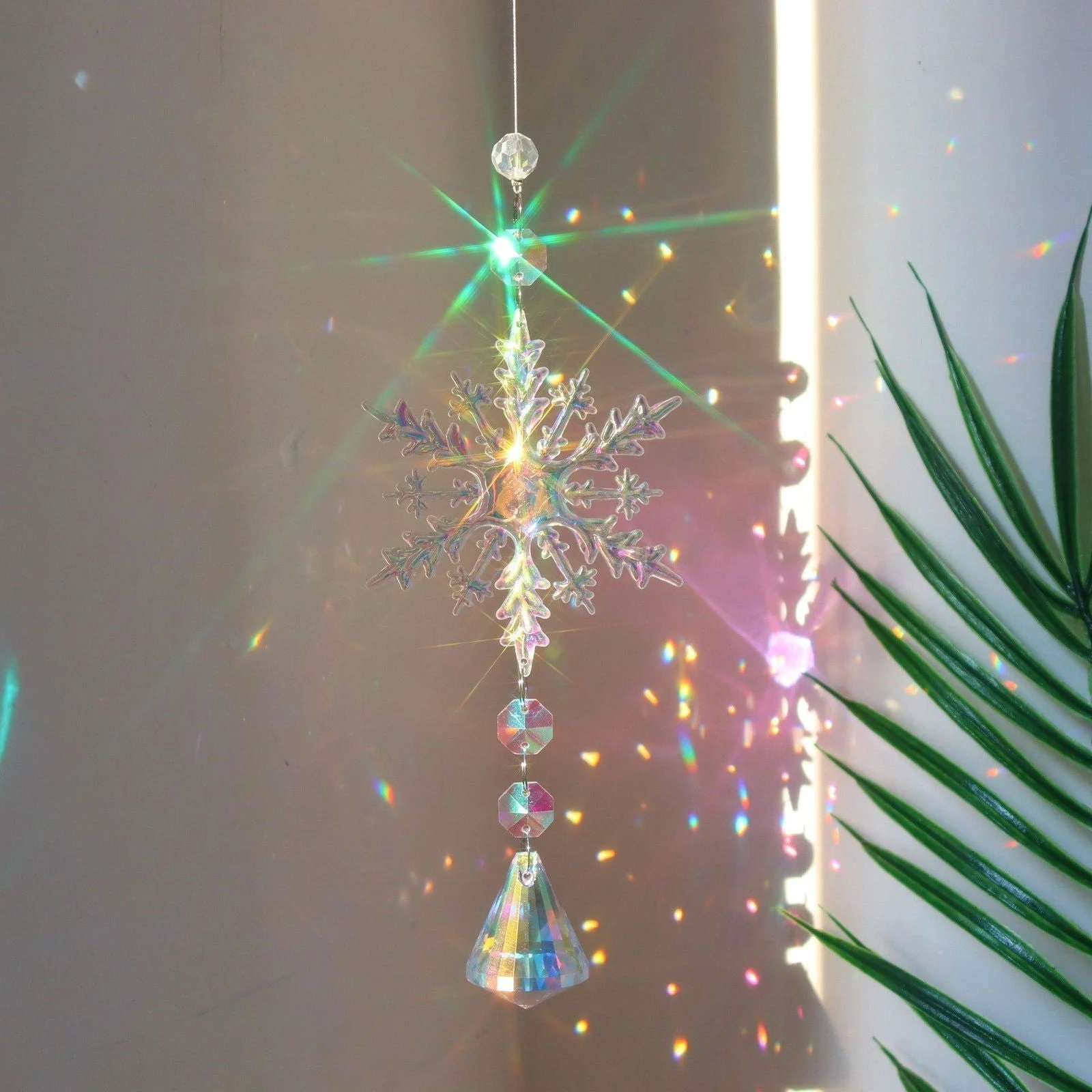 Colorful Snowflake Crystal Sun Catcher - - #tag1#