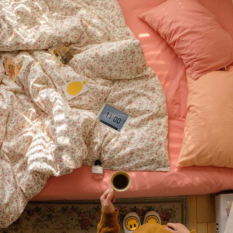 Coral_Roses_Garden_Cottagecore_Bedsheet_Set_-_-_tag1_-4188977 Coral Roses Garden Cottagecore Bedsheet Set - - #tag1#