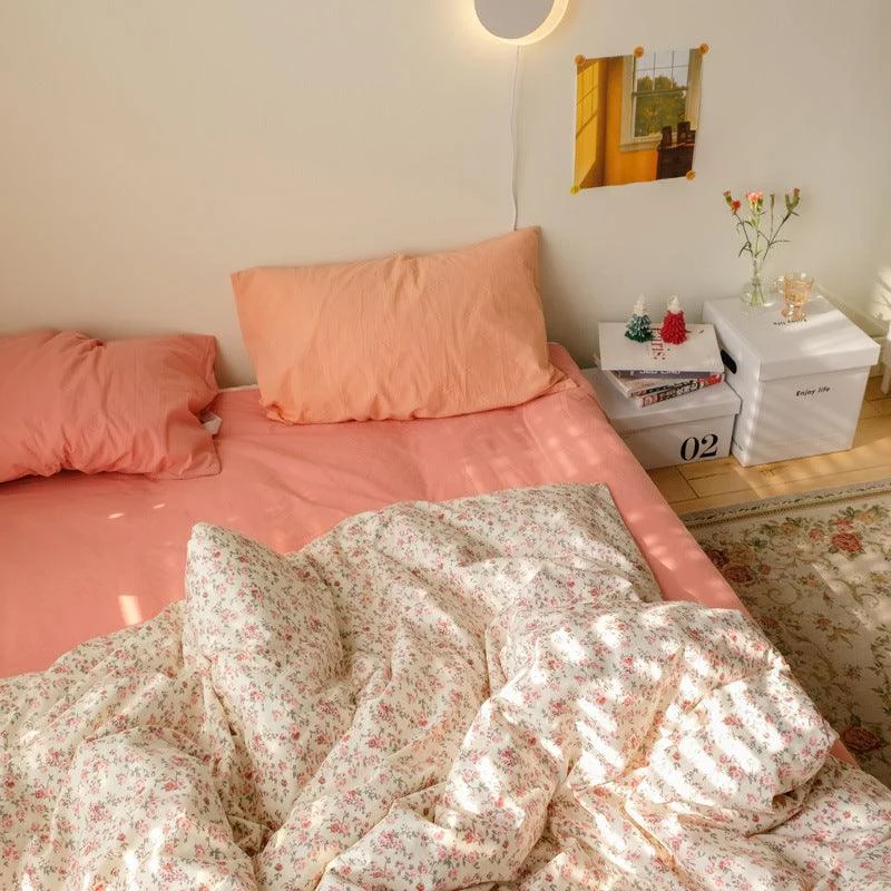 Coral_Roses_Garden_Cottagecore_Bedsheet_Set_-_-_tag1_-4188982 Coral Roses Garden Cottagecore Bedsheet Set - - #tag1#