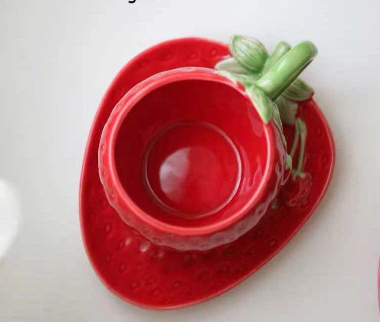 Cottagecore_Ceramic_Strawberry_Mugs_Saucer_Set_-_-4165878 Cottagecore Ceramic Strawberry Mugs & Saucer Set -