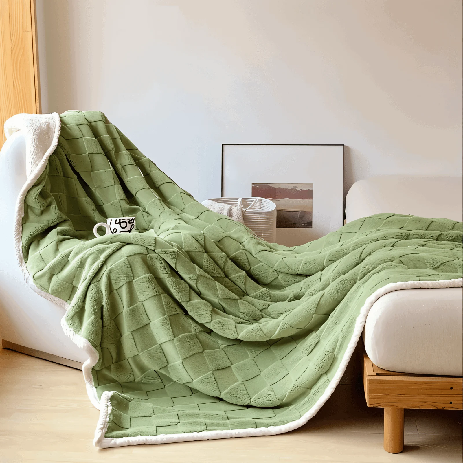 CozyCheck Plaid - Reversible, Thick Insulated Fleece Blanket for Winter -  - #tag1#