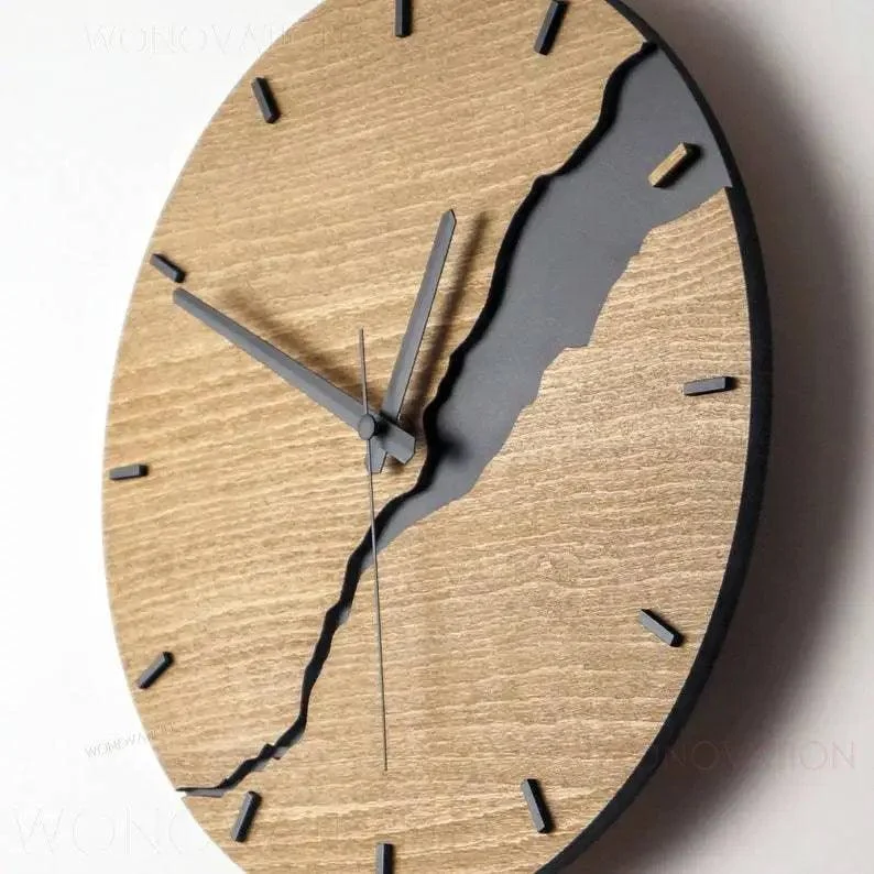 Crack Wooden Wall Clock -