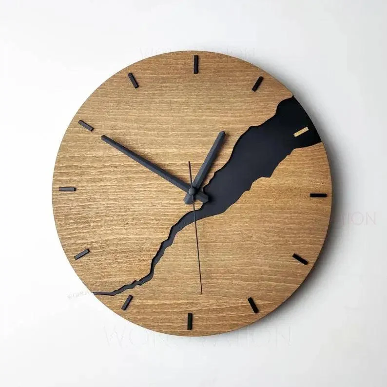 Crack Wooden Wall Clock -