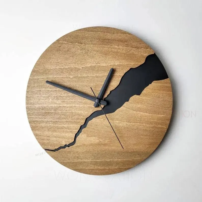 Crack Wooden Wall Clock -