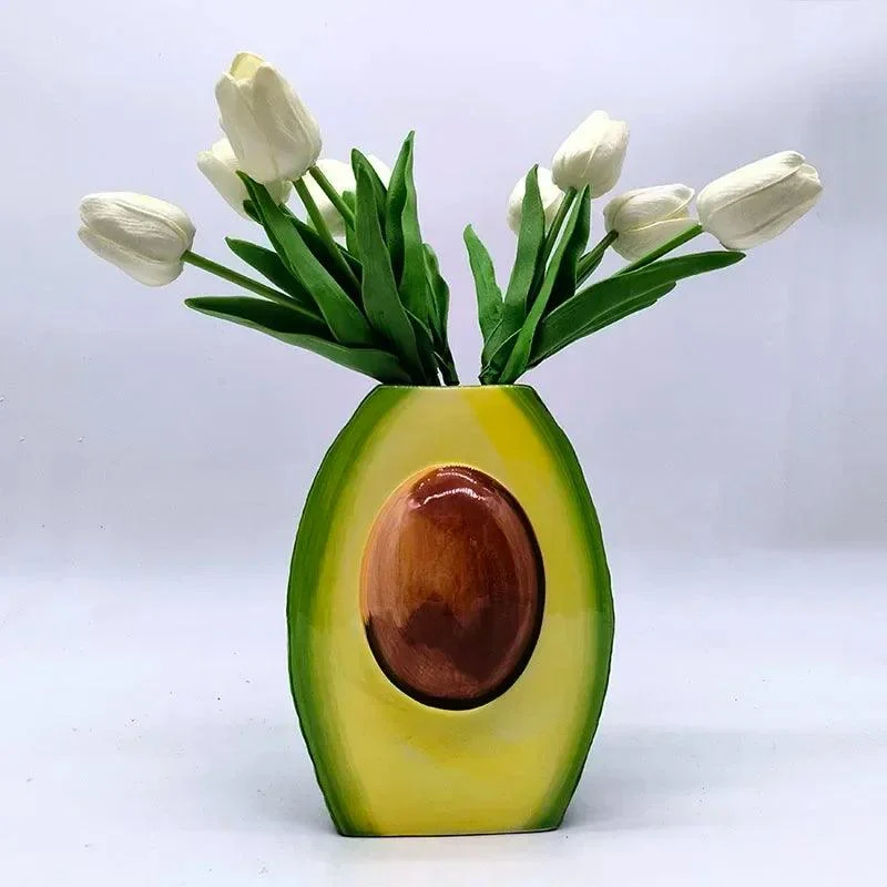 Creative-Avocado-Vase-Porcelain-Crafts-Flower-Pots-Desk-Decoration-Ceramic-Vase-Artificial-Flowers-Decorative-Floral-Arrangement VerdeVessel - Porcelain Avocado Vase - ISTANBULLU LTD