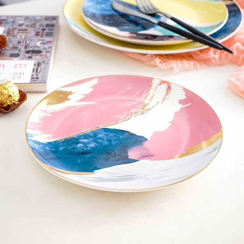 Creative-Oil-Painting-Dinner-Plate-Set-Porcelain-Dishes-and-Plates-Decorative-Plate-Steak-Food-Dessert-Dinner_3 Creative Oil Painting Dinner Plate Set Porcelain Dishes And Plates Decorative Plate Steak Food Dessert Dinner 3