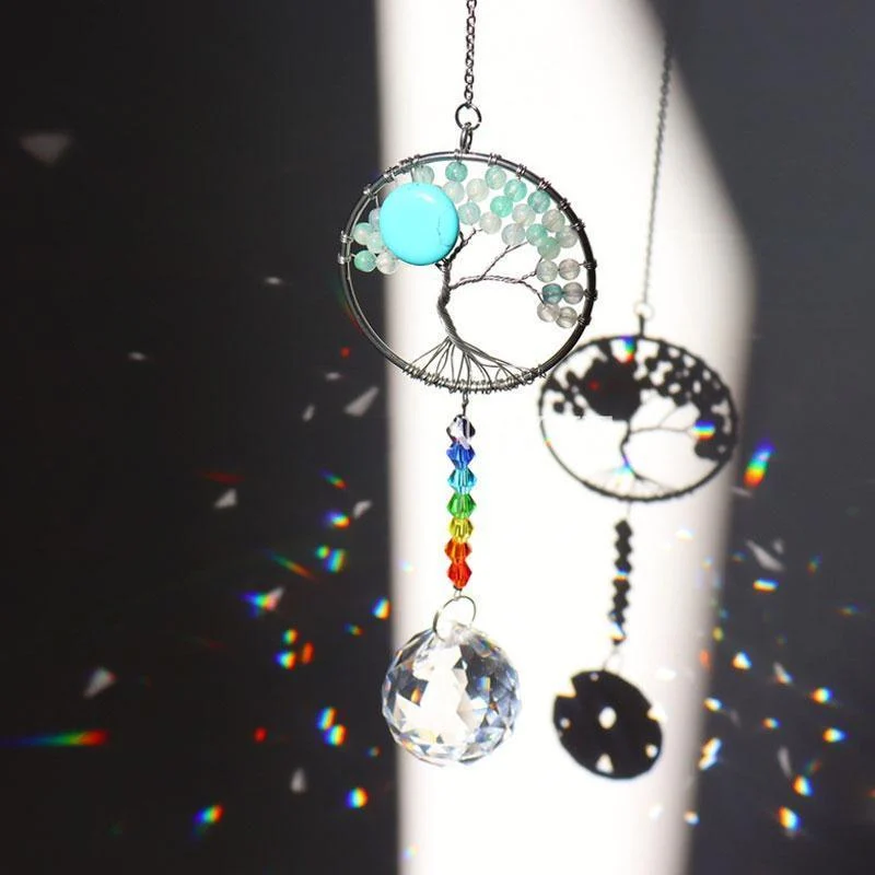 Crystal Wind Chime Tree Of Life Suncatcher - - #tag1#