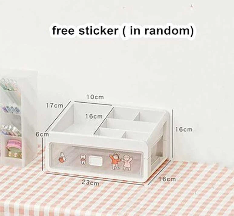 Cute Aesthetic Desk Organizer with Transparent Drawers -