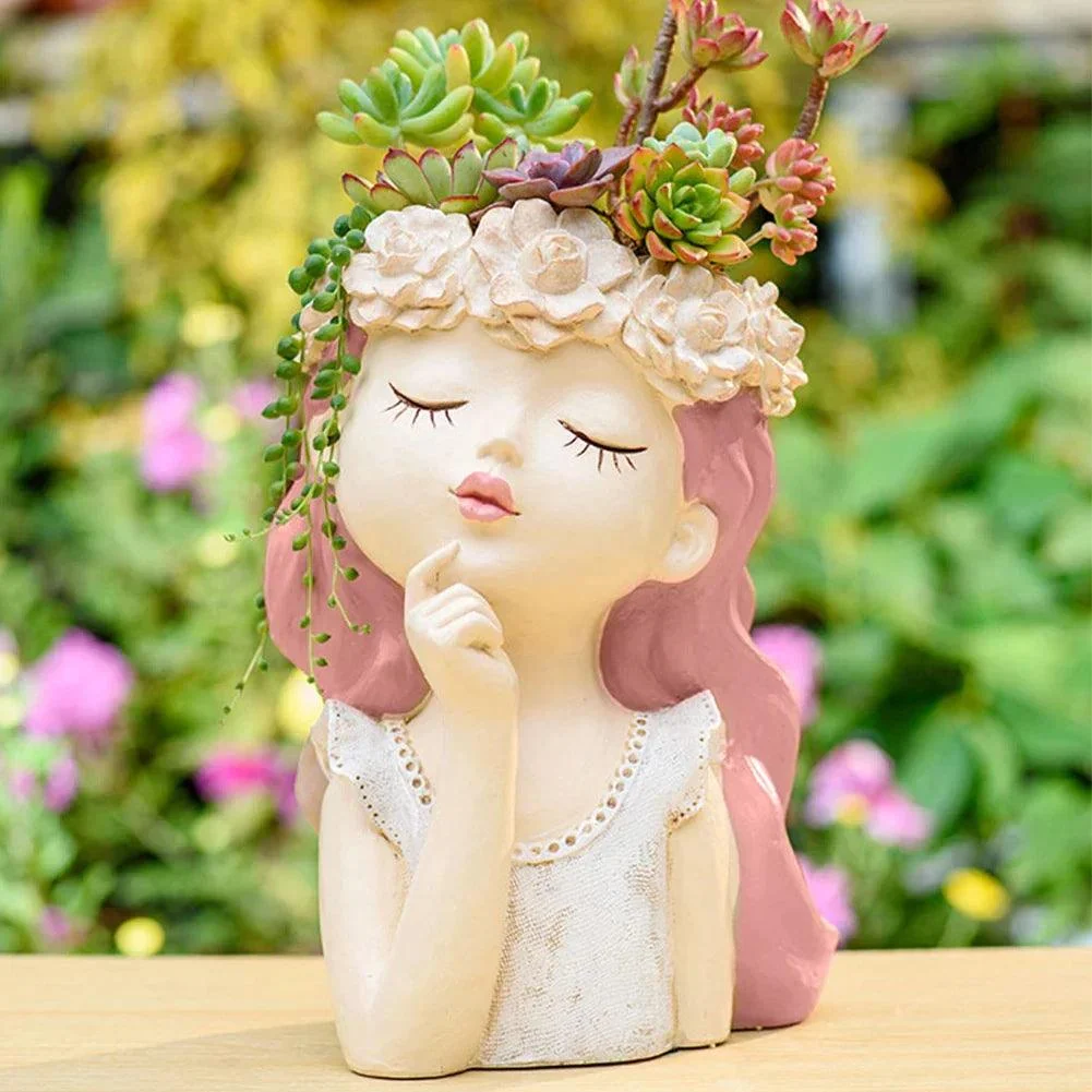Cute Girl Face Planter: Creative Succulent Pot for Women -