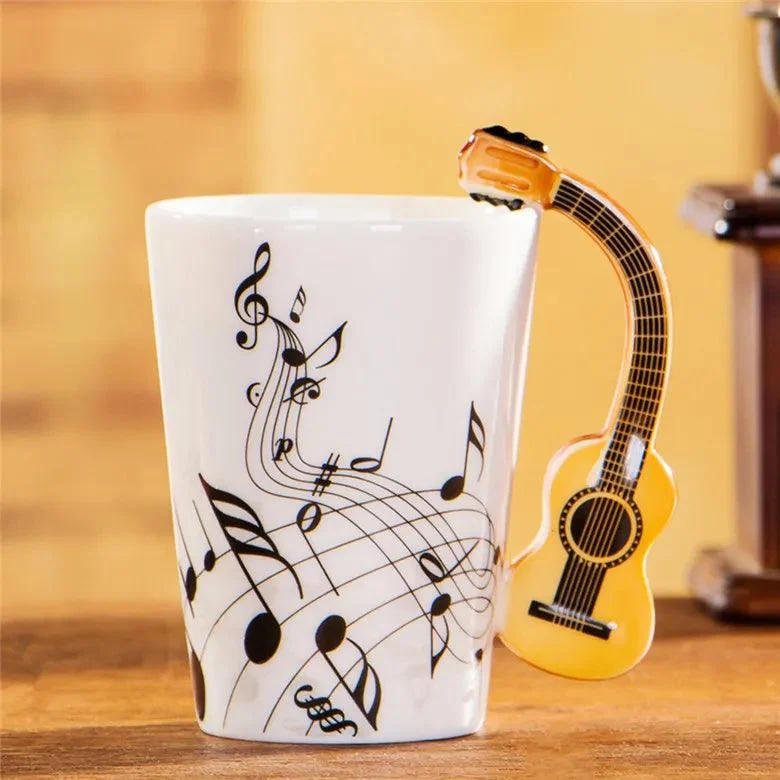 Cute Music Ceramic Mug: Guitar/Violin Style -