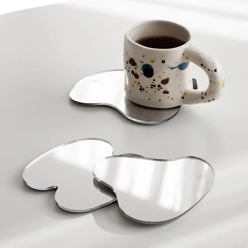 Cutelife Nordic Acrylic 1set Of 3 Irregular Mirror Drink Coaster Heat Resistant Cup Mat Coffee Dish