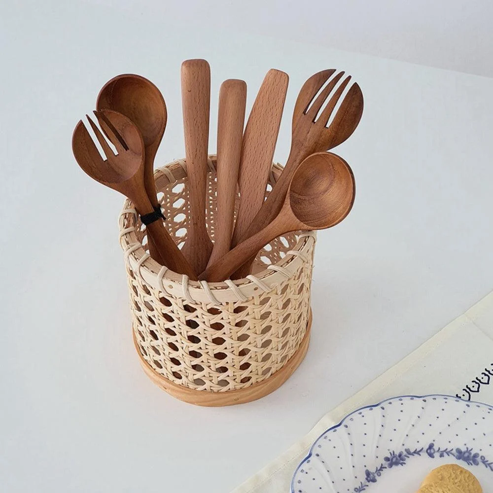 Cylindrical Rattan Storage Basket -  - #tag1#