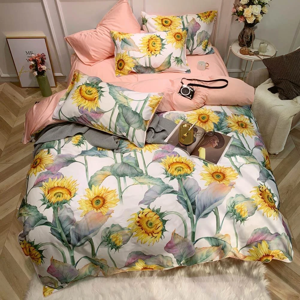 Dainty Sunflower – Duvet Cover Set Made of Egyptian Cotton - - #tag1#