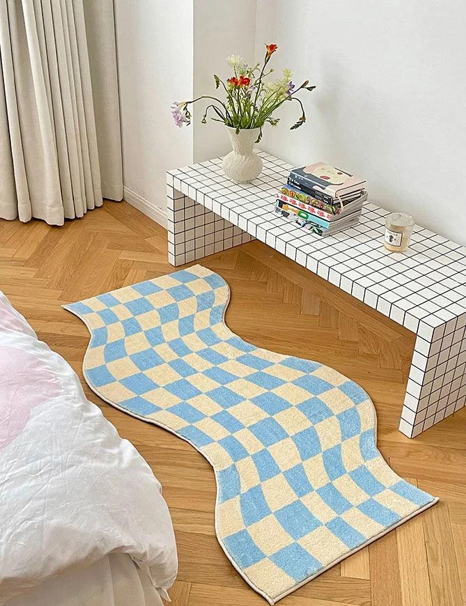 Danish Pastel Wavy Checkered Rugs - - #tag1#