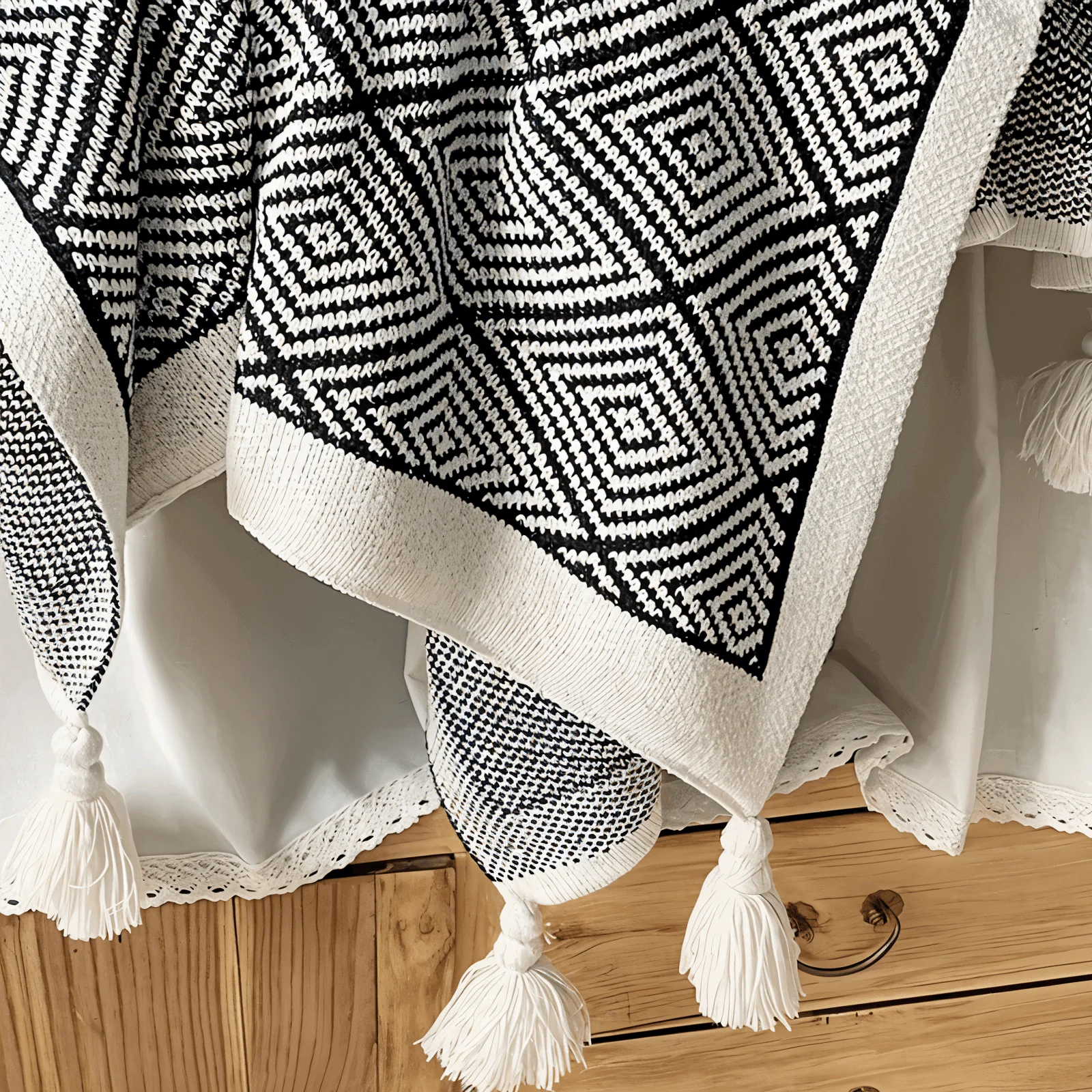 DecoDiamond_Plaid_-_Black_White_Geometric_Polyester_Fleece_Blanket_-_-_tag1_-4192299 DecoDiamond Plaid - Black White Geometric Polyester Fleece Blanket - - #tag1#