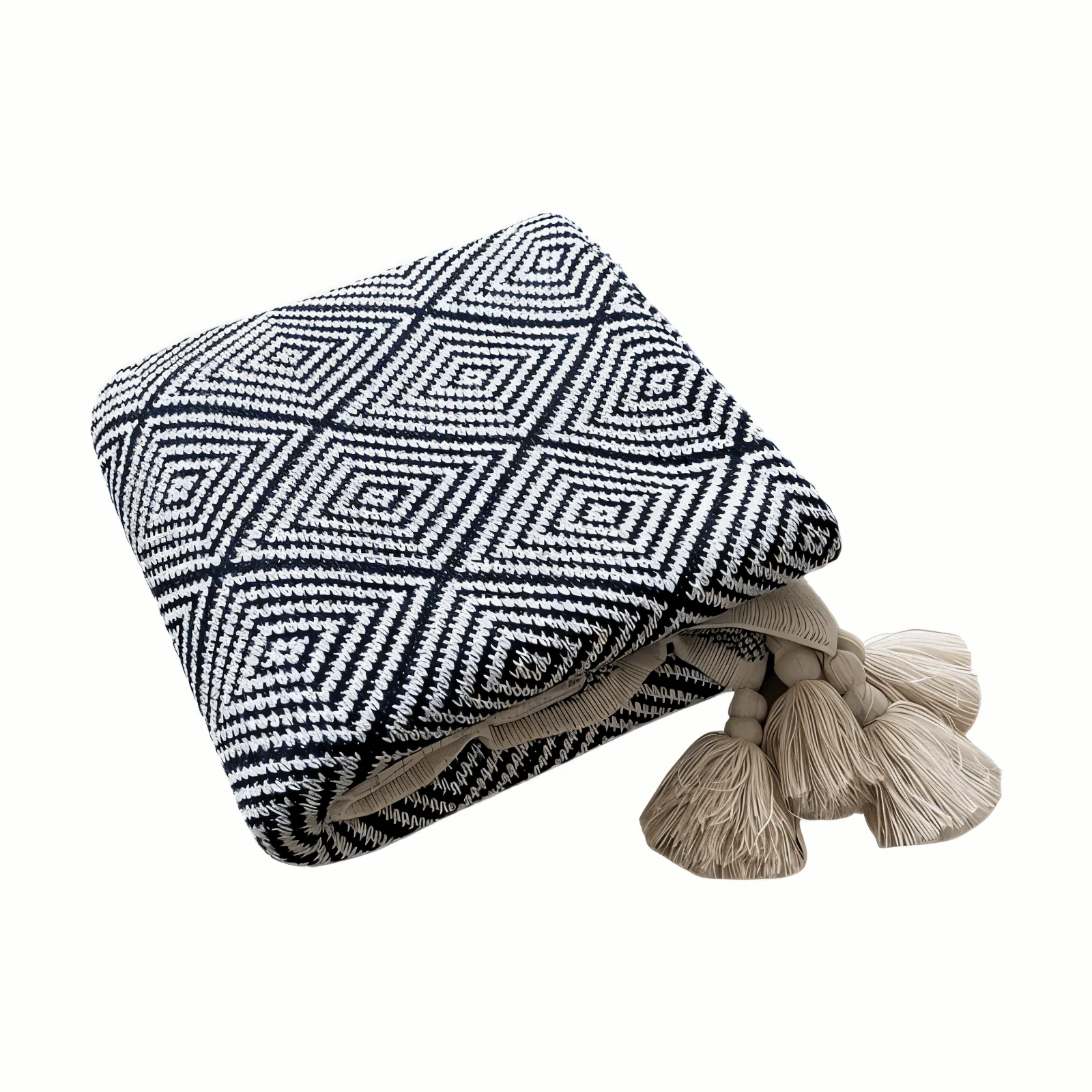 DecoDiamond_Plaid_-_Black_White_Geometric_Polyester_Fleece_Blanket_-_-_tag1_-4192312 DecoDiamond Plaid - Black White Geometric Polyester Fleece Blanket - - #tag1#