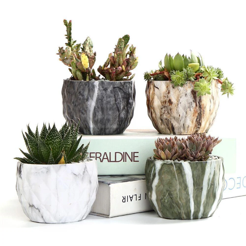 Deidra - Modern Bonsai Marbling Flower Pot (4 pcs) - - #tag1#