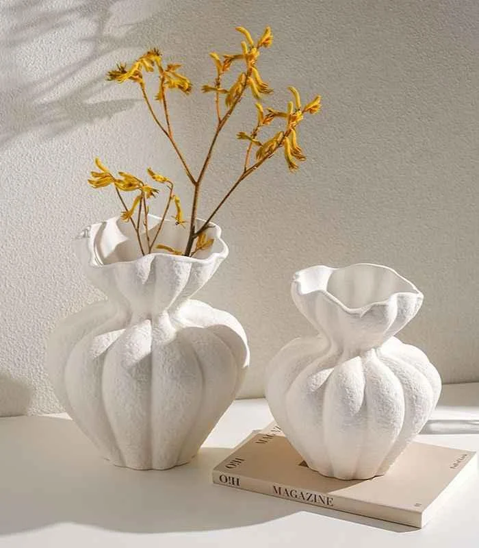 Delmara_Tabletop_Vase_Large_Textured_White_Ceramic_-_-_tag1_-4193423 Delmara Tabletop Vase Large Textured White Ceramic - - #tag1#