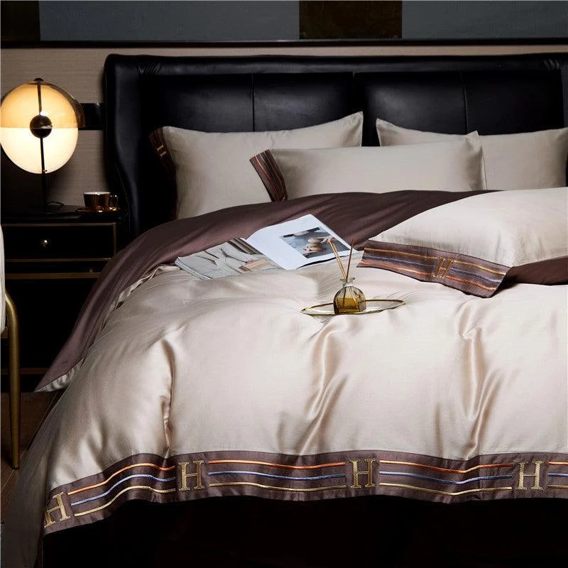 Deluxe_Satin_Cotton_Embroidered_Bedding_Set_-_4_Piece_-_LB7_-_-_tag1_-4198525 Deluxe Satin Cotton Embroidered Bedding Set - 4 Piece - LB7 - - #tag1#