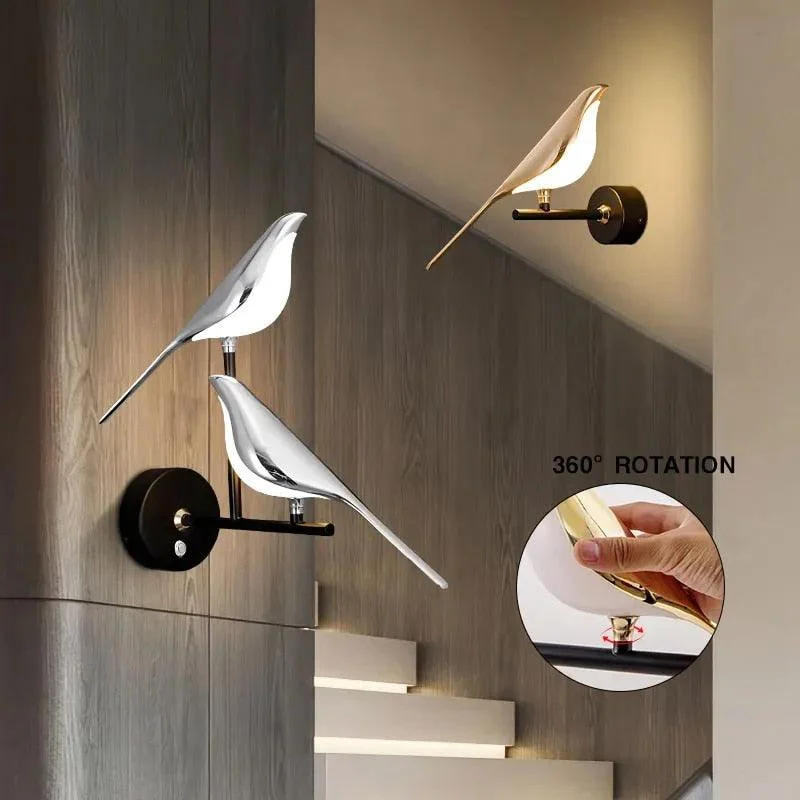 Djlhgouden Zilveren Touch Schakelaar Vogel Led Wandlampen Wandlamp 360 Draaibare Indoor Led Wandlampen Voor Slaapkamer Gang Cf0f4786 3434 46a8 8a00 185b3057b7ab