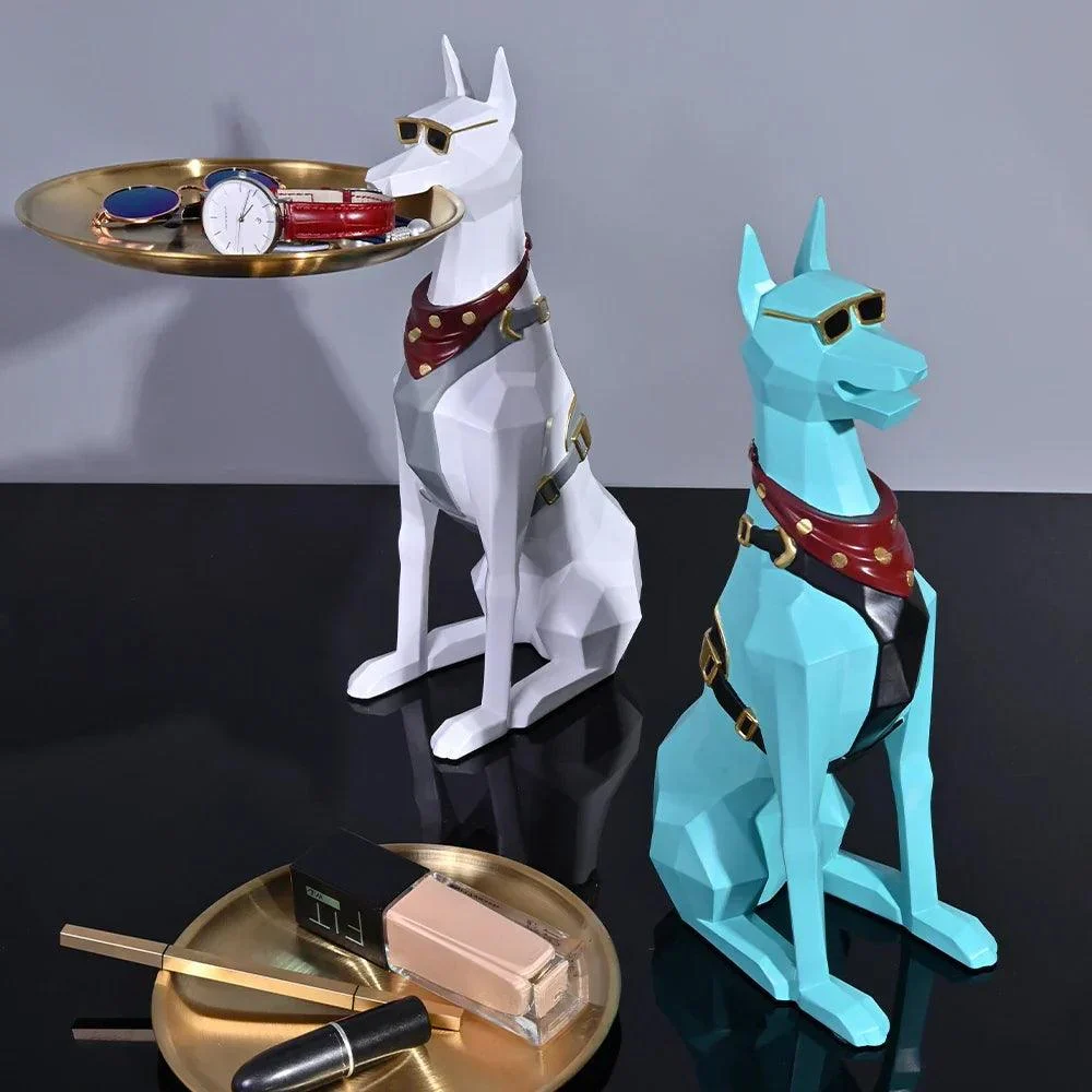 Doberman Pinscher Butler Sculpture With Tray -  - #tag1#