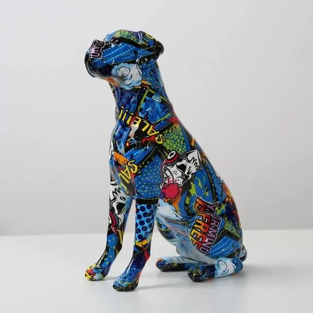 Dog Animal Painted Art Water Sculptures and Statues Decorations Home Resin Crafts -