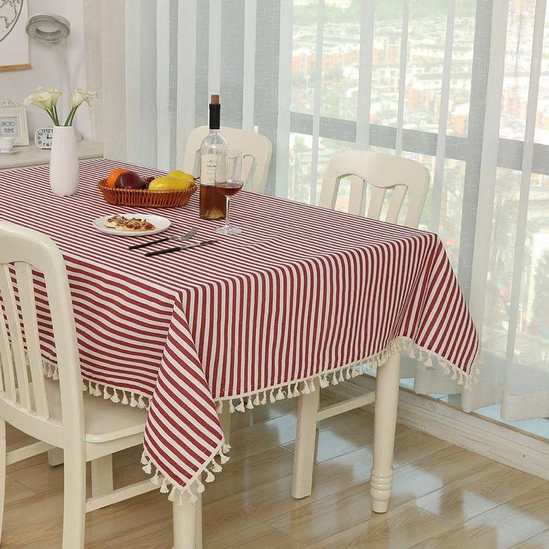 Dot_Plaid_Linen_Tablecloth_with_Tassels_-_-4179925 Dot Plaid Linen Tablecloth with Tassels -