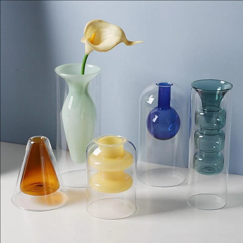 Double Glass Hydroponic Plant Vase -