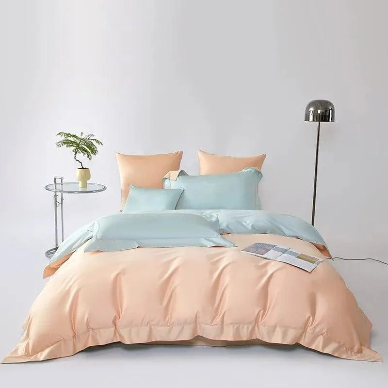 Dream Peach Blue – Duvet Cover Set made of Egyptian Cotton - - #tag1#