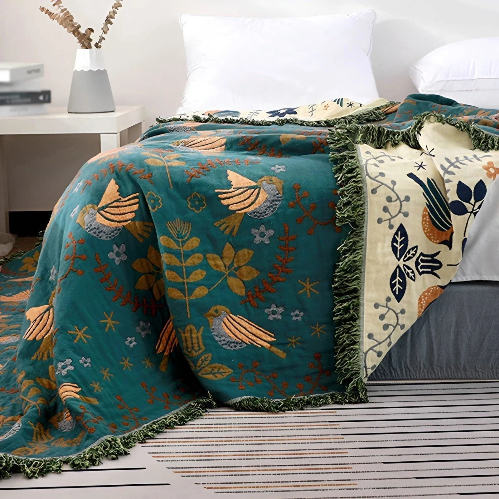 Duvet_cover_-_Boho_-_Floral_Embroidery_-_Warm_blanket_-_-_tag1_-4206441 Duvet cover - Boho - Floral Embroidery - Warm blanket - - #tag1#