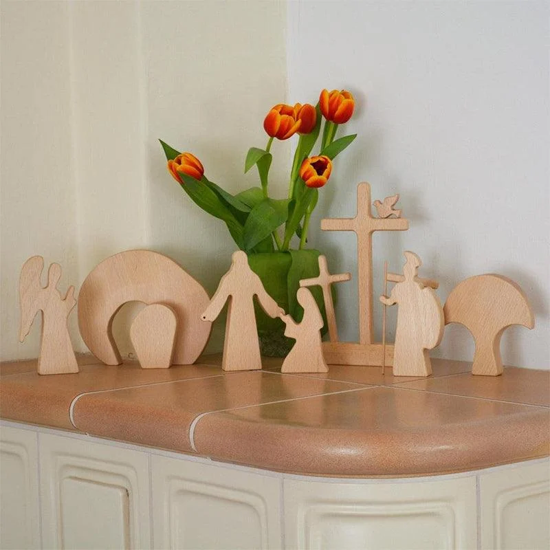 Easter Scene Wooden Decoration - - #tag1#