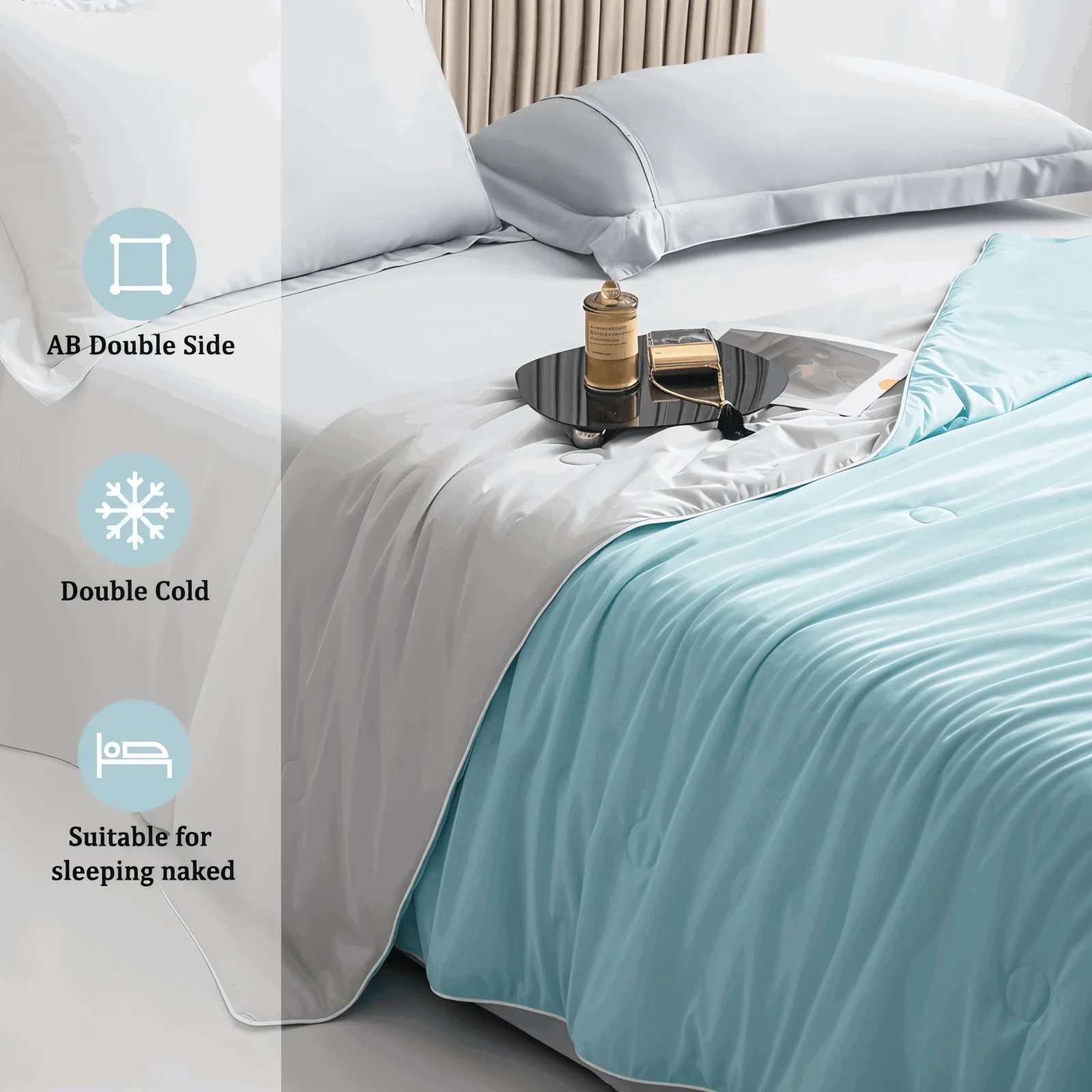EcoFresh Cooling Blanket - Hypoallergenic Double-Sided Summer Blanket - - #tag1#