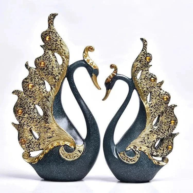 Een-Paar-Gouden-Zwaan-Liefhebbers-Home-Decor-Aardewerk-Porselein-Beeldjes-Bruiloft-Decoratie-Liefhebbers-Gift Een Paar Gouden Zwaan Liefhebbers Home Decor Aardewerk Porselein Beeldjes Bruiloft Decoratie Liefhebbers Gift