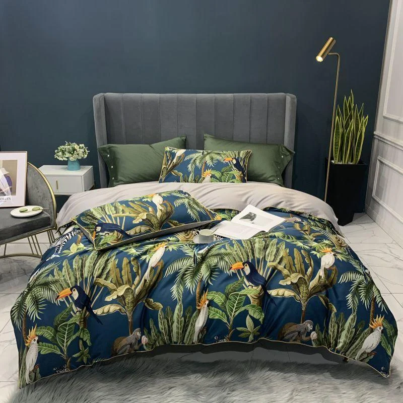 Egyptian-Cotton-Soft-Duvet-Cover-Fitted-Bed-sheet-set-Flamingo-Paisley-Bedding-Set-Family-set-Twin Egyptian Cotton Soft Duvet Cover Fitted Bed Sheet Set Flamingo Paisley Bedding Set Family Set Twin