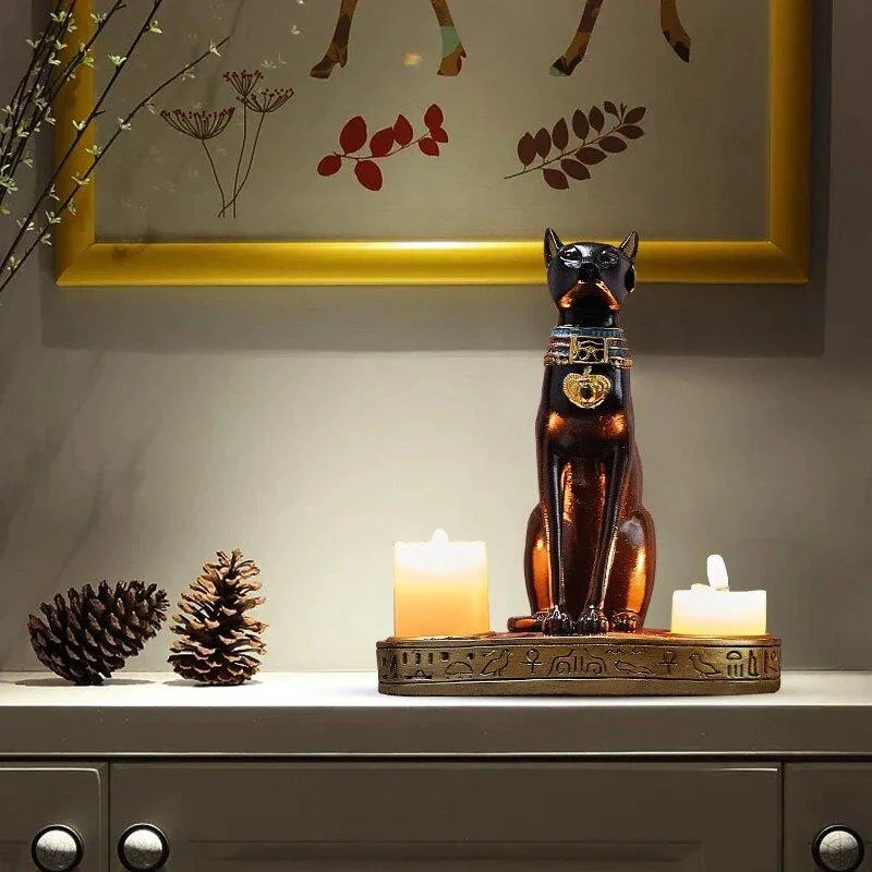 Egyptian Cat Candle Holder - - #tag1#