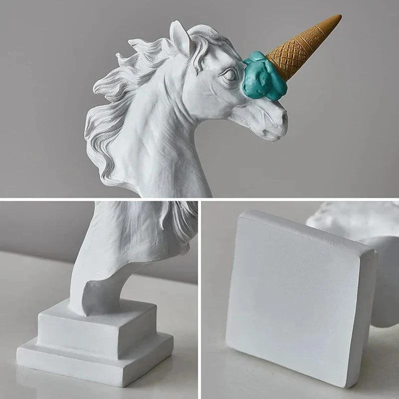White European Ice Cream & Horse Head Resin Animal Sculptures and Statues - ISTANBULLU LTD