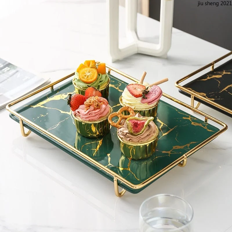 European Style Marble Storage Tray Luxury Ceramic Dessert Table With Metal Shelf Tea Cup Food Jewelry 19b3df18 E783 4aaf 99f5 A451b01ccb9b