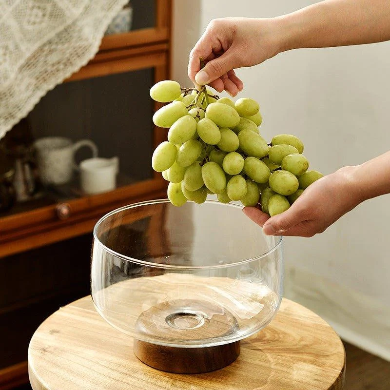European_Glass_and_Wooden_Fruit_Bowl_-_-4185123 European Glass and Wooden Fruit Bowl -