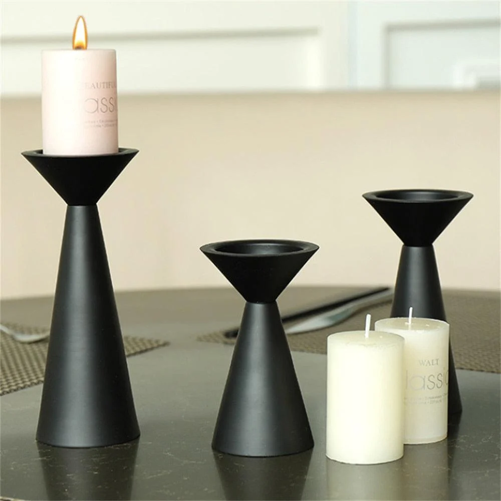 European_Style_Black_Matte_Metal_Candle_Stand_-_-4185475 European Style Black Matte Metal Candle Stand -