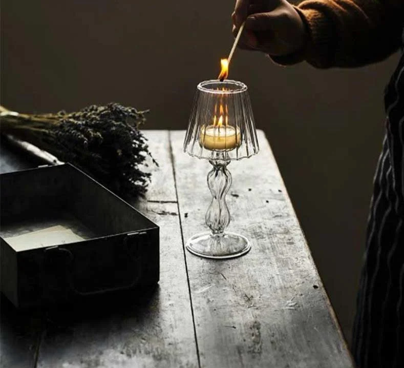 European_Style_Table_Lamp_Shaped_Amber_Glass_Candle_Holder_-_-4185614 European Style Table Lamp Shaped Amber Glass Candle Holder -