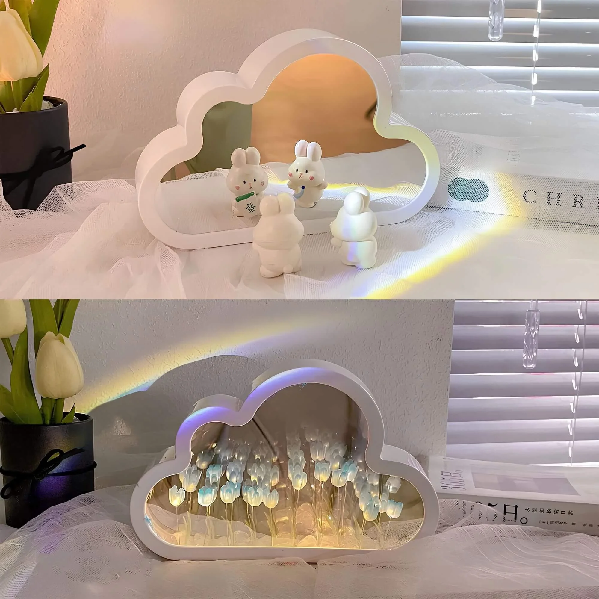 EwigerWolkenspiegelTulpen-LED-SpiegelmitUnendlichkeitseffekt2xlumina Ewigerwolkenspiegeltulpen Led Spiegelmitunendlichkeitseffekt2xlumina