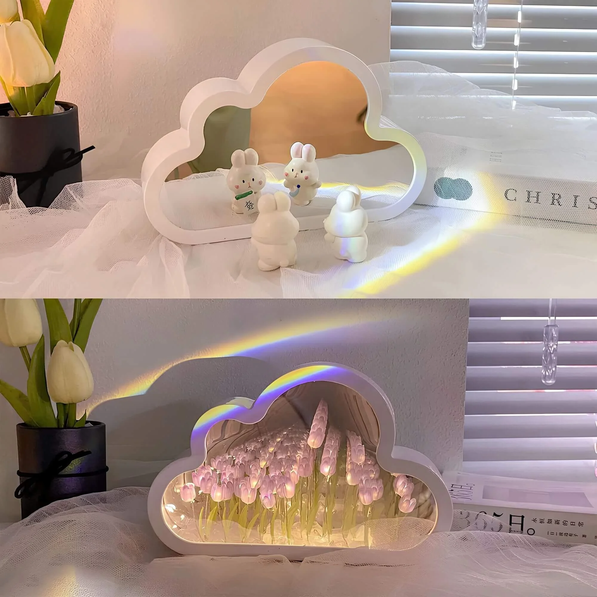 EwigerWolkenspiegelTulpen-LED-SpiegelmitUnendlichkeitseffekt3xlumina Ewigerwolkenspiegeltulpen Led Spiegelmitunendlichkeitseffekt3xlumina