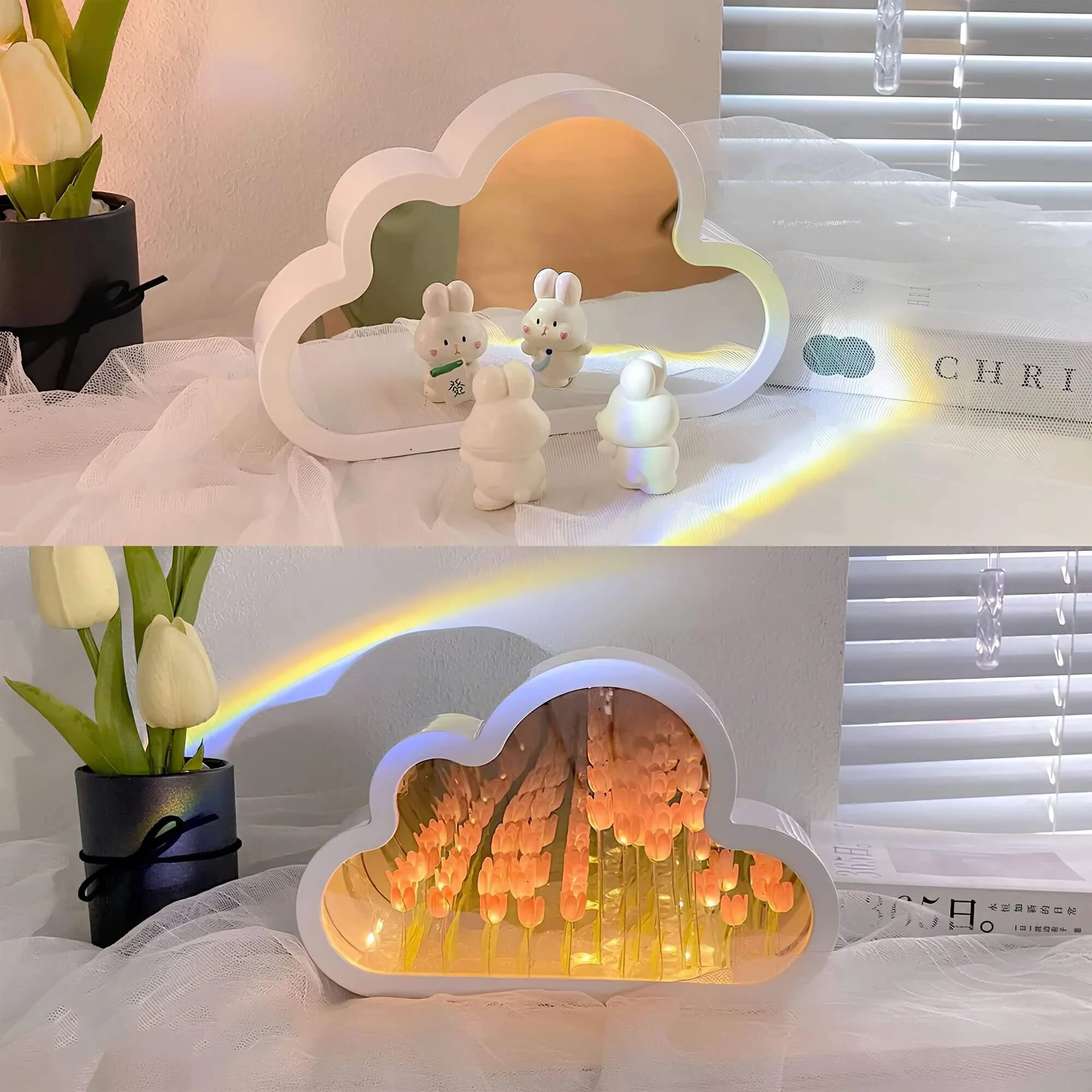EwigerWolkenspiegelTulpen-LED-SpiegelmitUnendlichkeitseffektxlumina Ewigerwolkenspiegeltulpen Led Spiegelmitunendlichkeitseffektxlumina