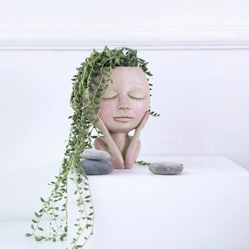 Face Flower Hair Planter Pot -