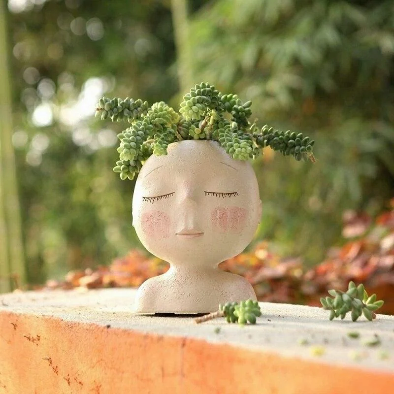 Face Flower Hair Planter Pot -