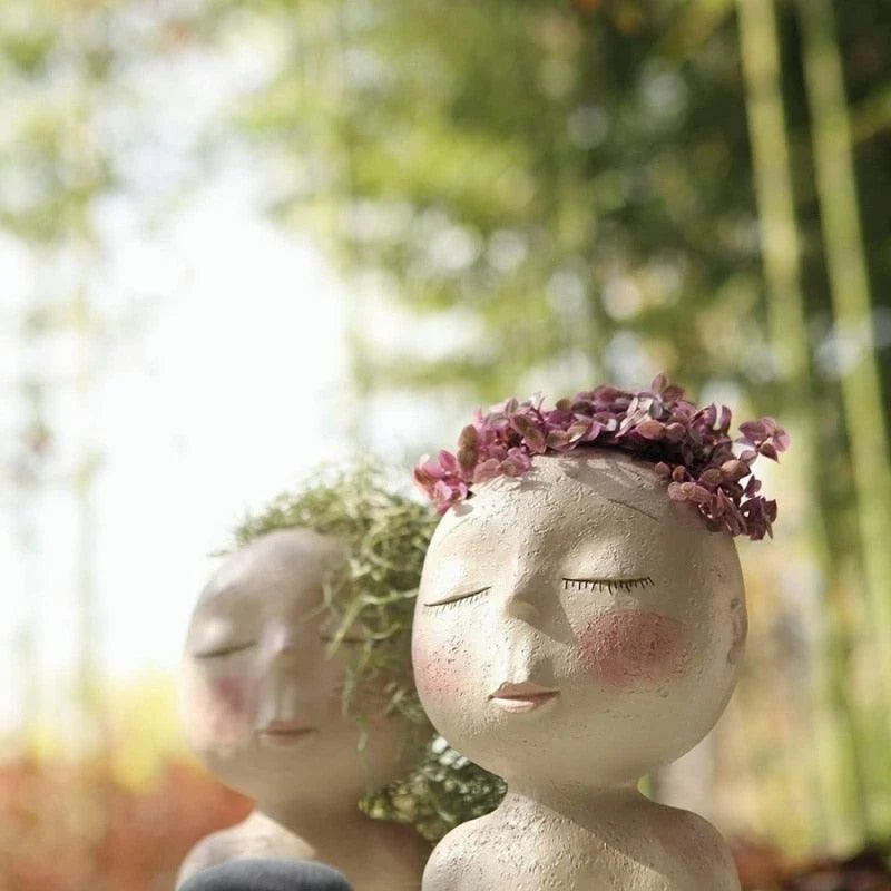 Face Flower Hair Planter Pot -