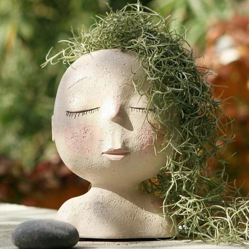 Face Flower Hair Planter Pot -
