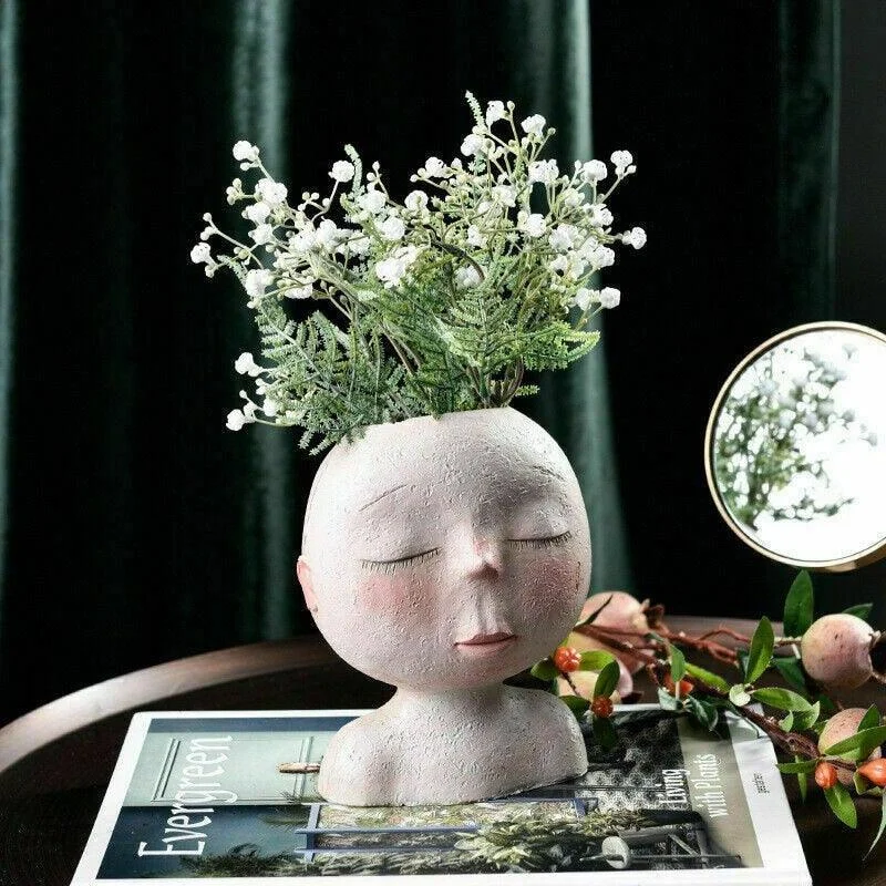 Face Flower Hair Planter Pot -
