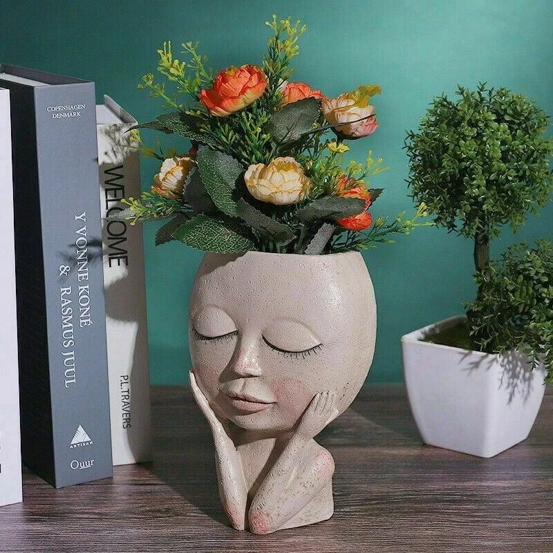Face Flower Hair Planter Pot -